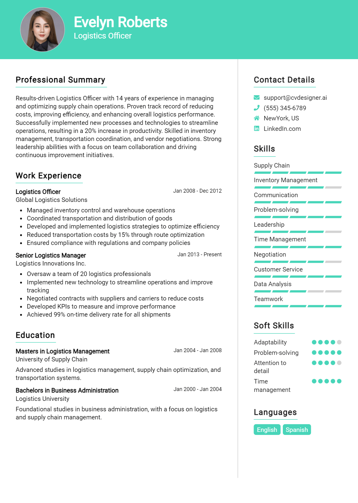 Logistics Officer Resume Example