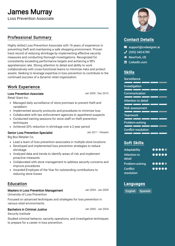 Loss Prevention Associate Resume Example for 2024: Writing Guide ...