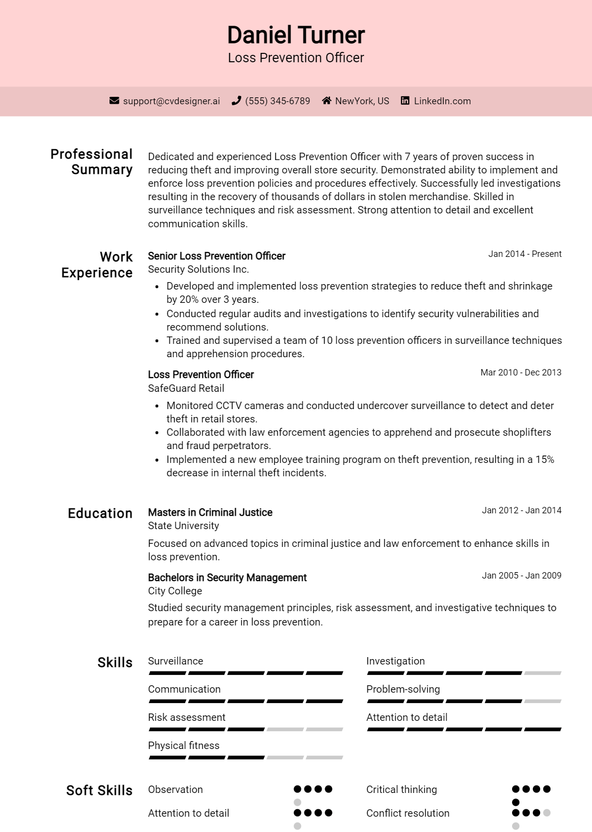 Loss Prevention Officer Resume Example