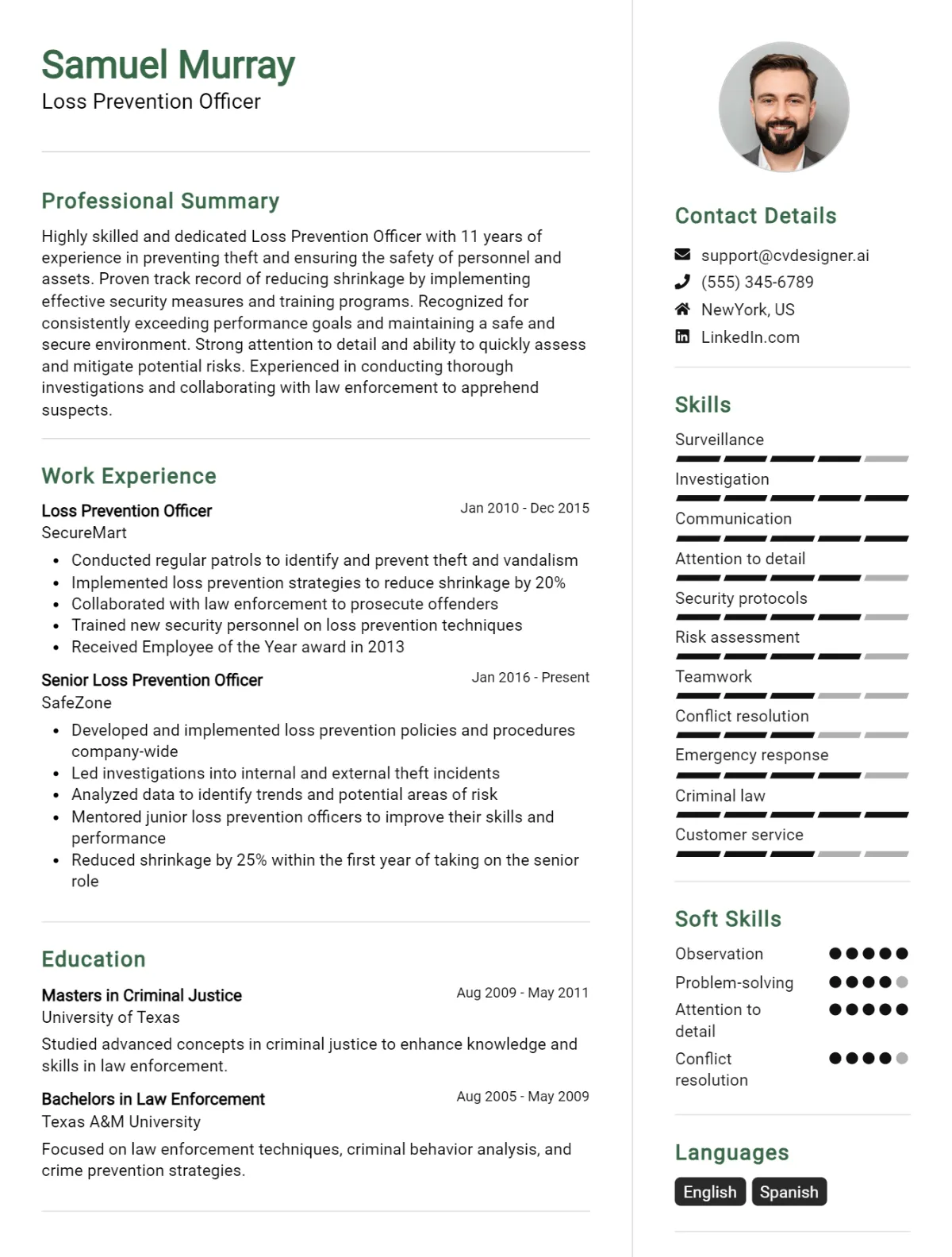 Loss Prevention Officer CV Example