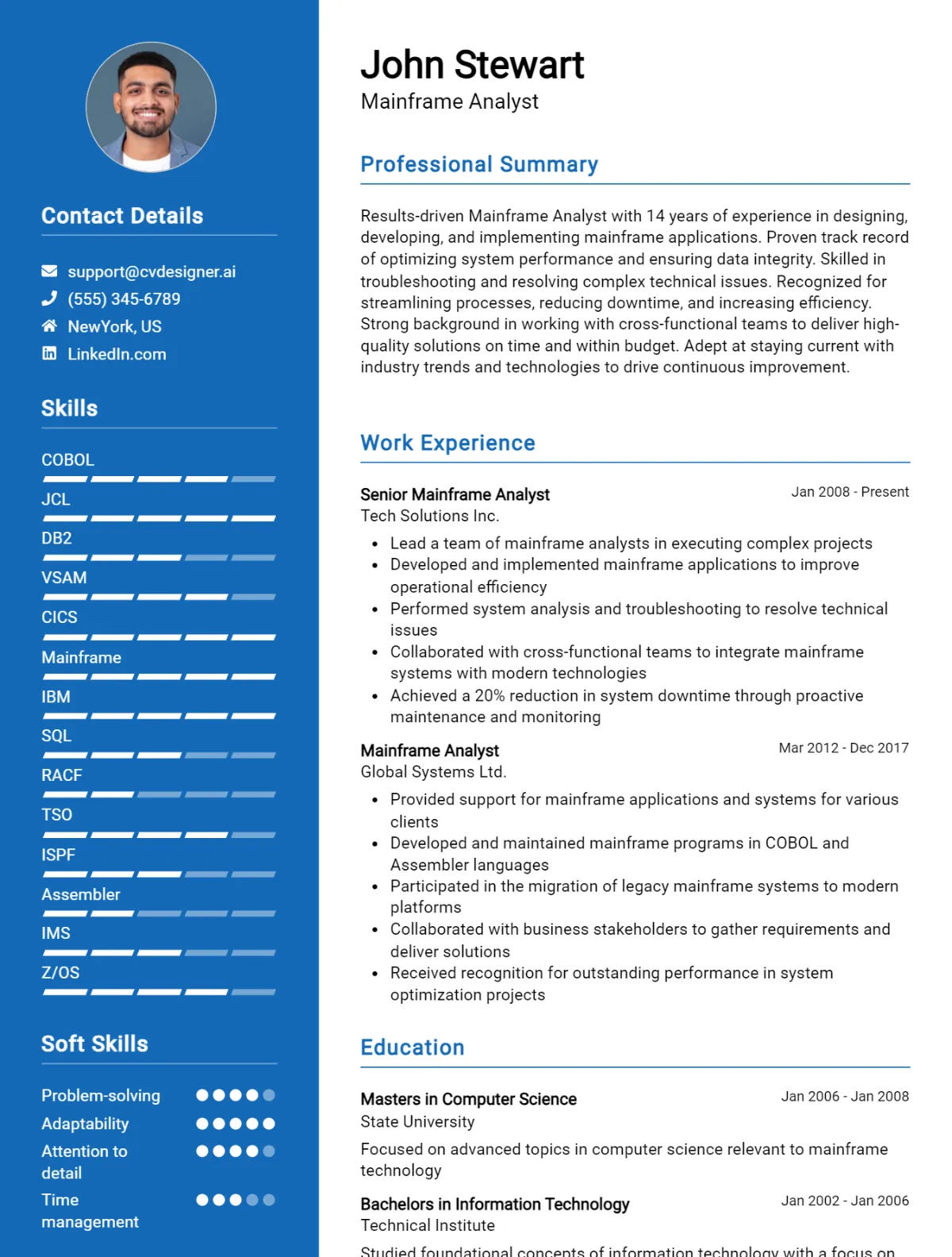 Mainframe Analyst CV Example