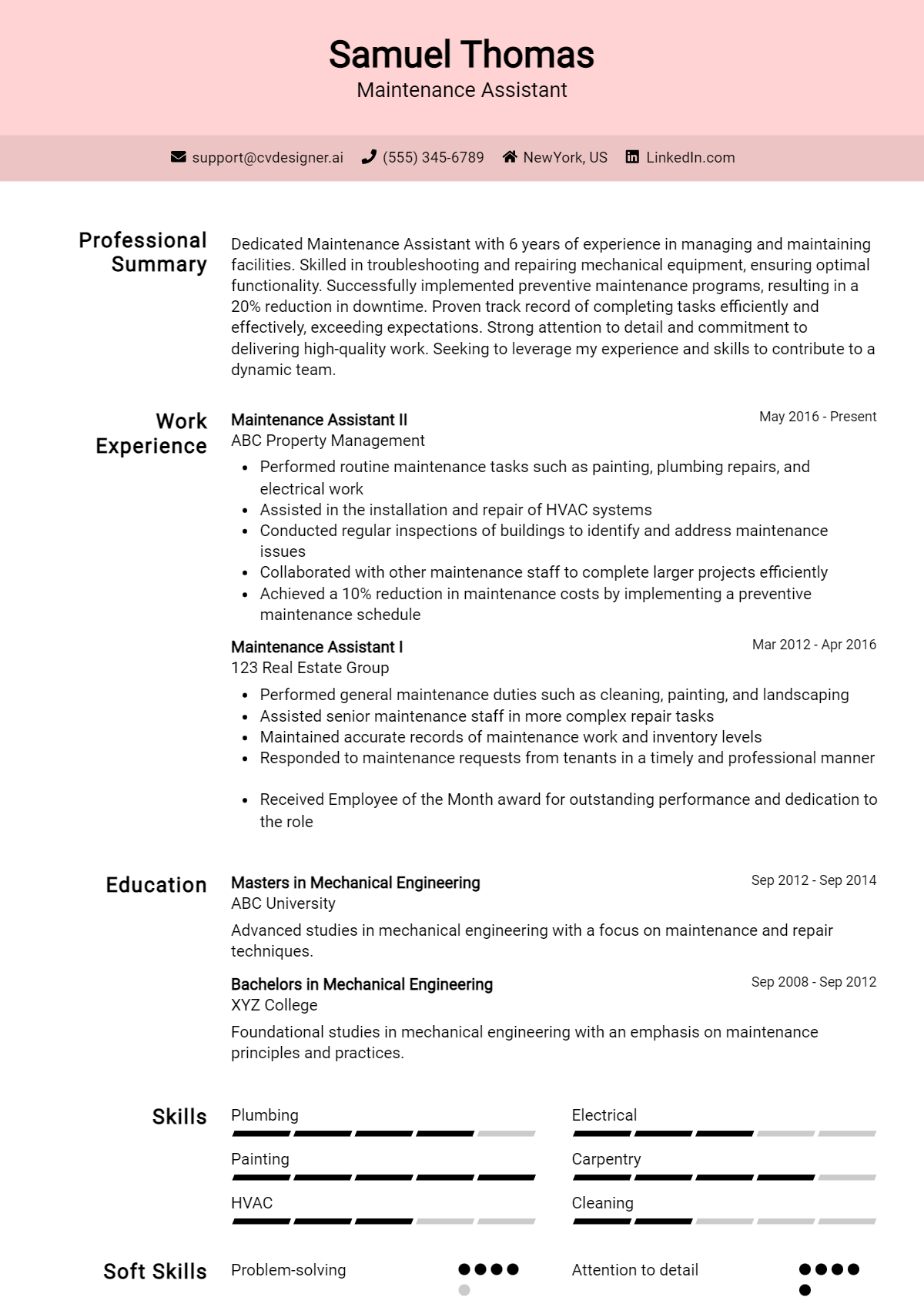 Maintenance Assistant Resume Example for 2024: Proven Tips & Templates ...