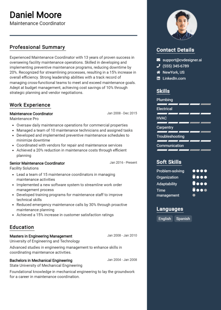 14 Maintenance Manager Resume Examples for 2024: Free Downloadable ...