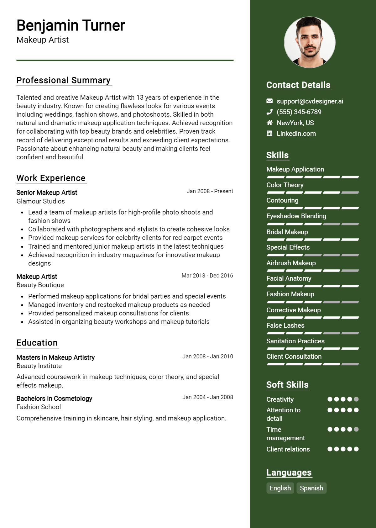 Makeup Artist Resume Example