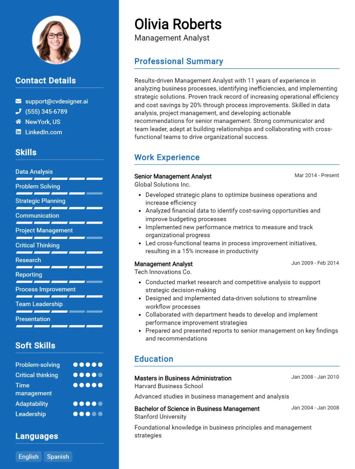 Management Analyst CV Example