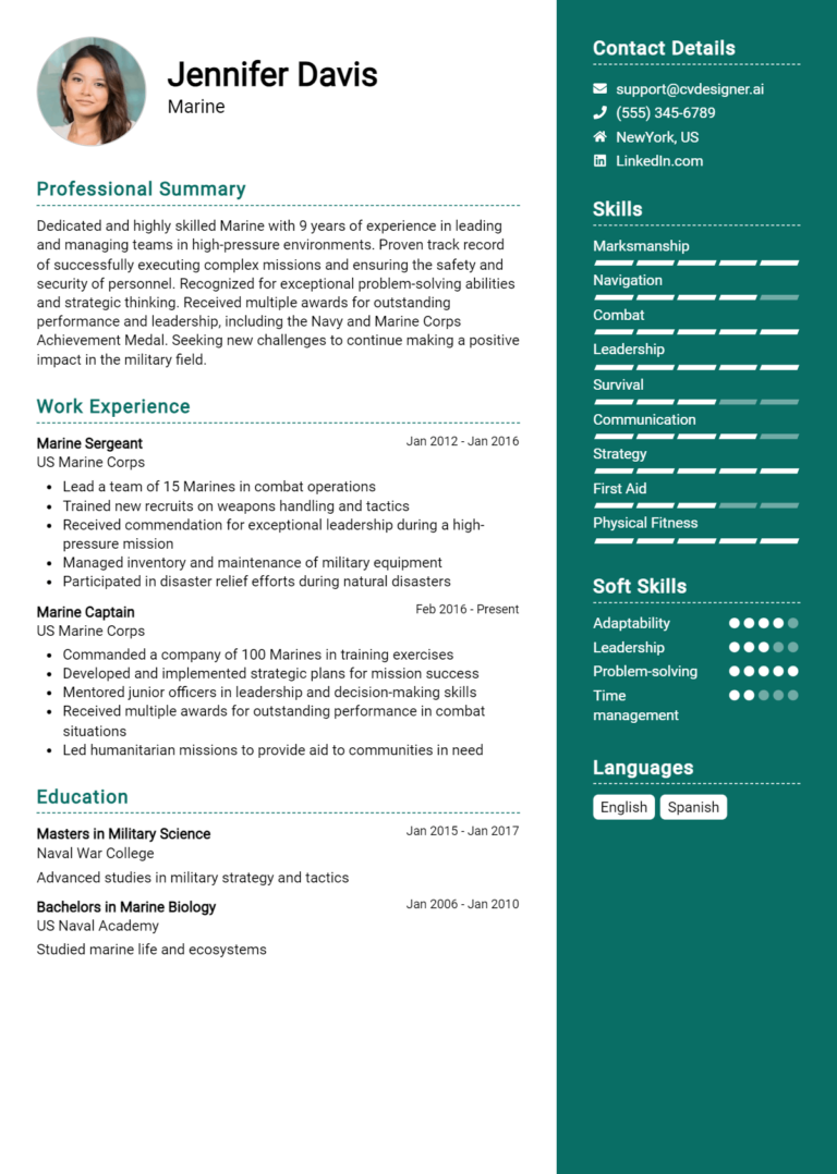 Marine Resume Example for 2025: Examples & Free Templates