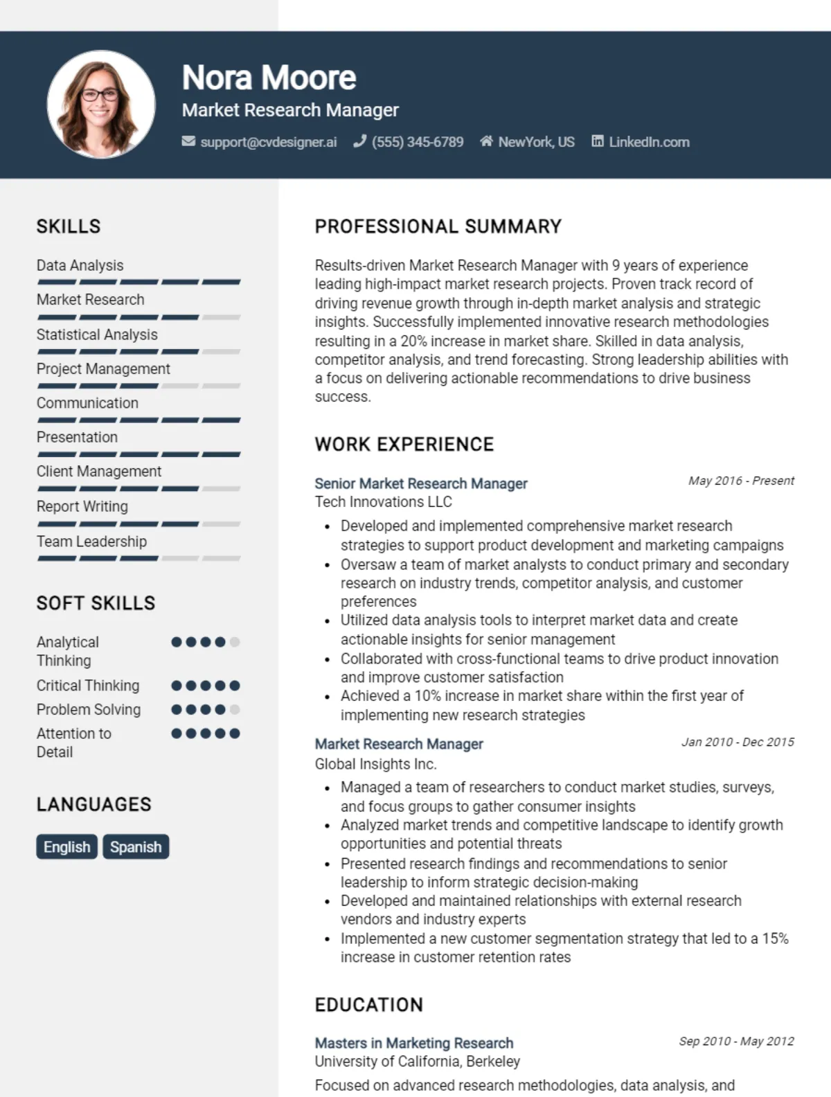 Market Research Manager CV Example For 2024: Samples & Best Practices ...