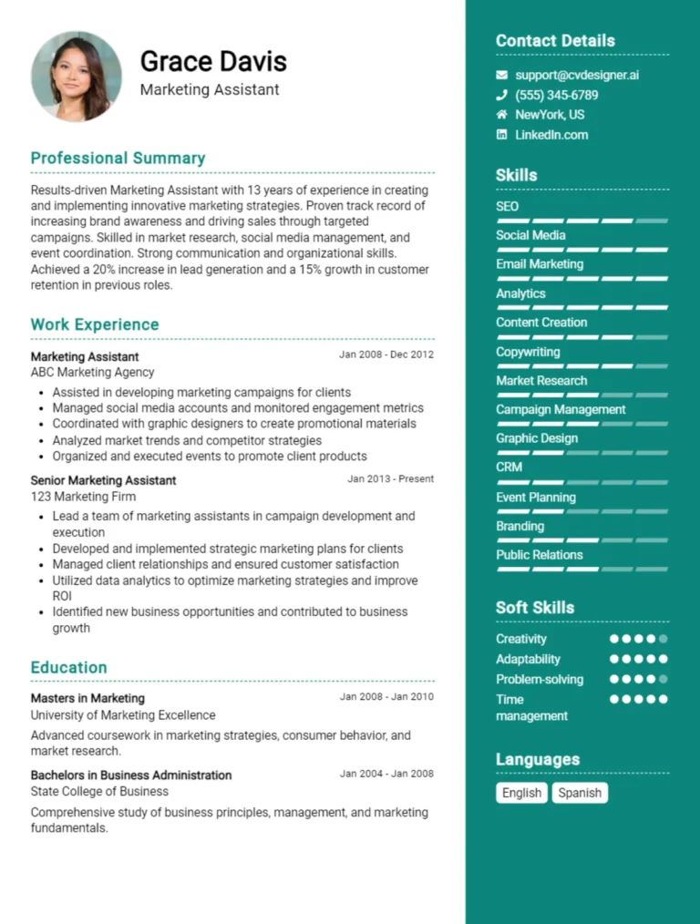 Marketing Assistant CV Example For 2025: Strategies & Templates