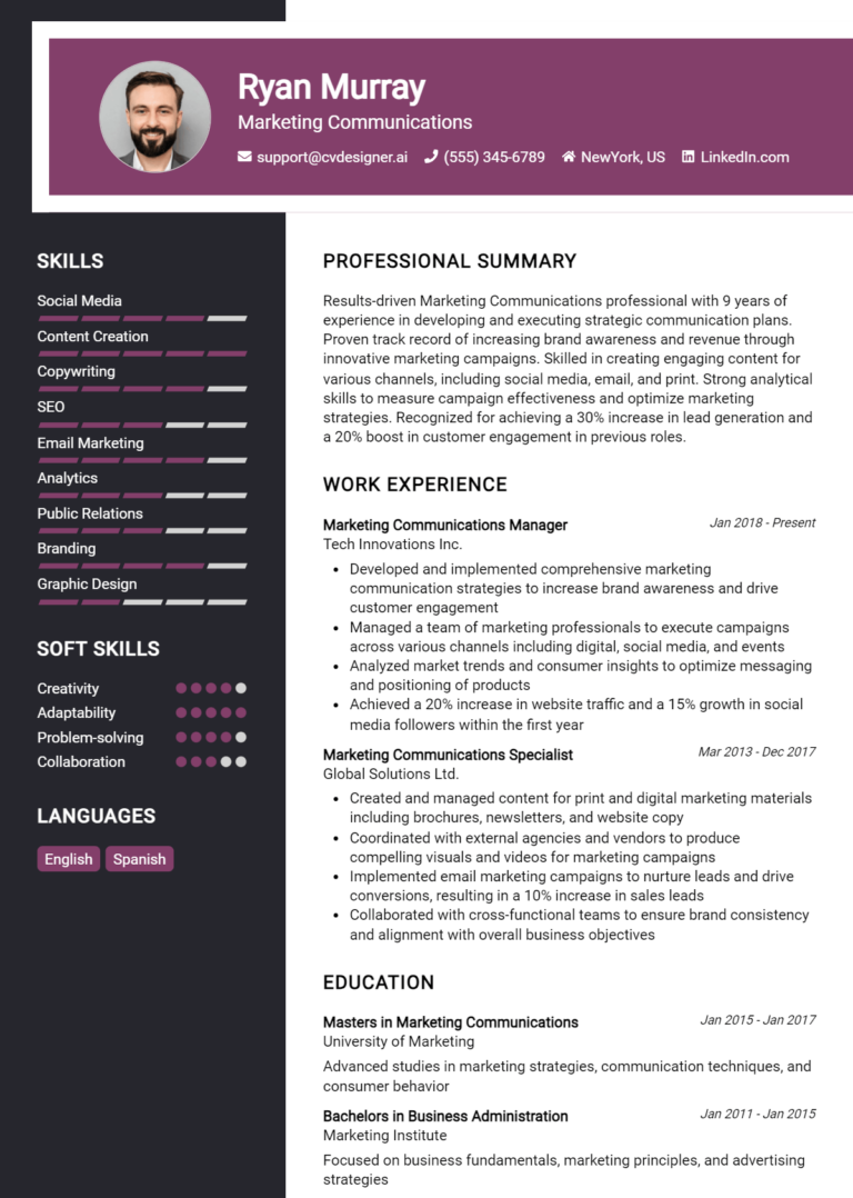 14 Marketing Communications Resume Examples for 2025: Ultimate Guide