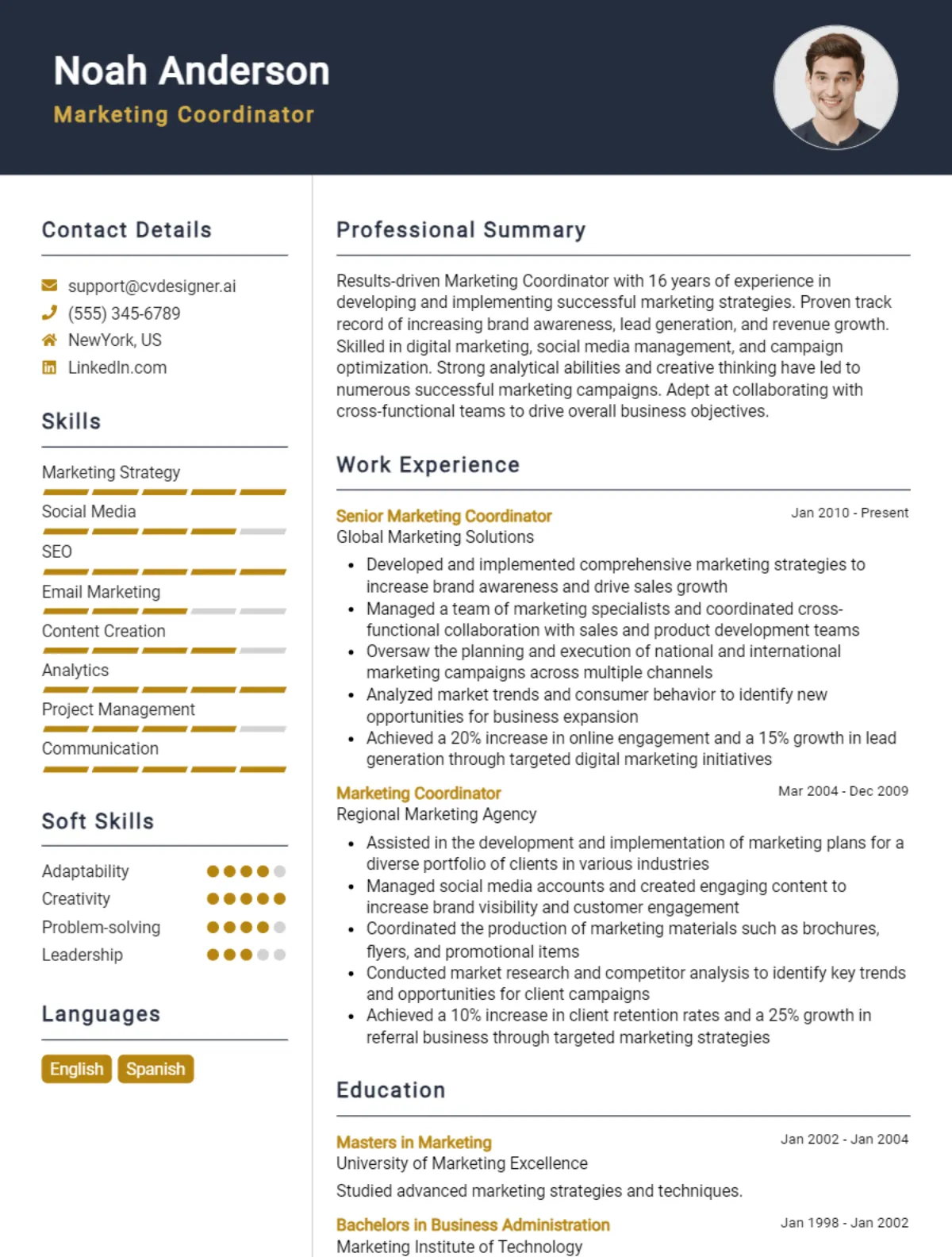 Marketing Coordinator CV Example