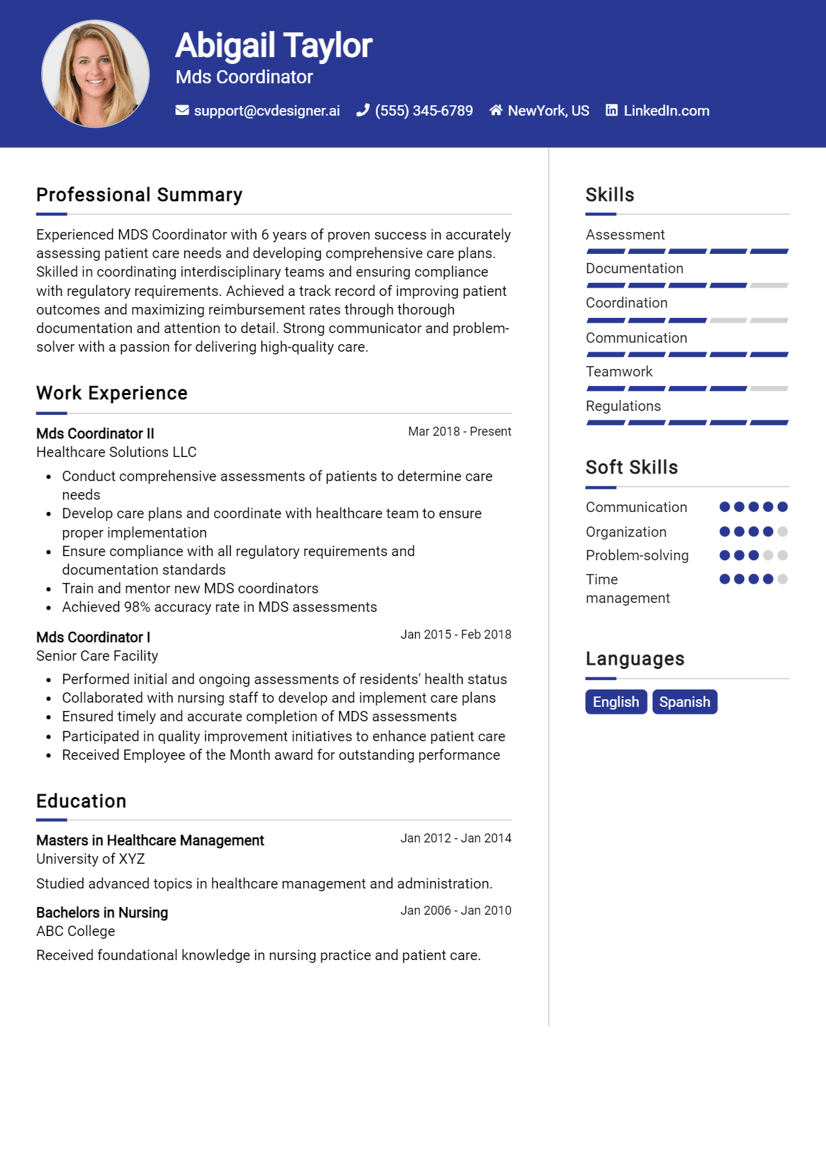 Mds Coordinator Resume Example