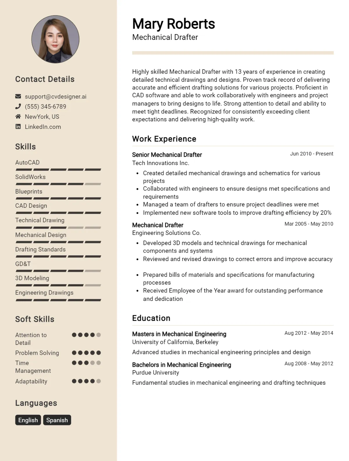 Mechanical Drafter CV Example