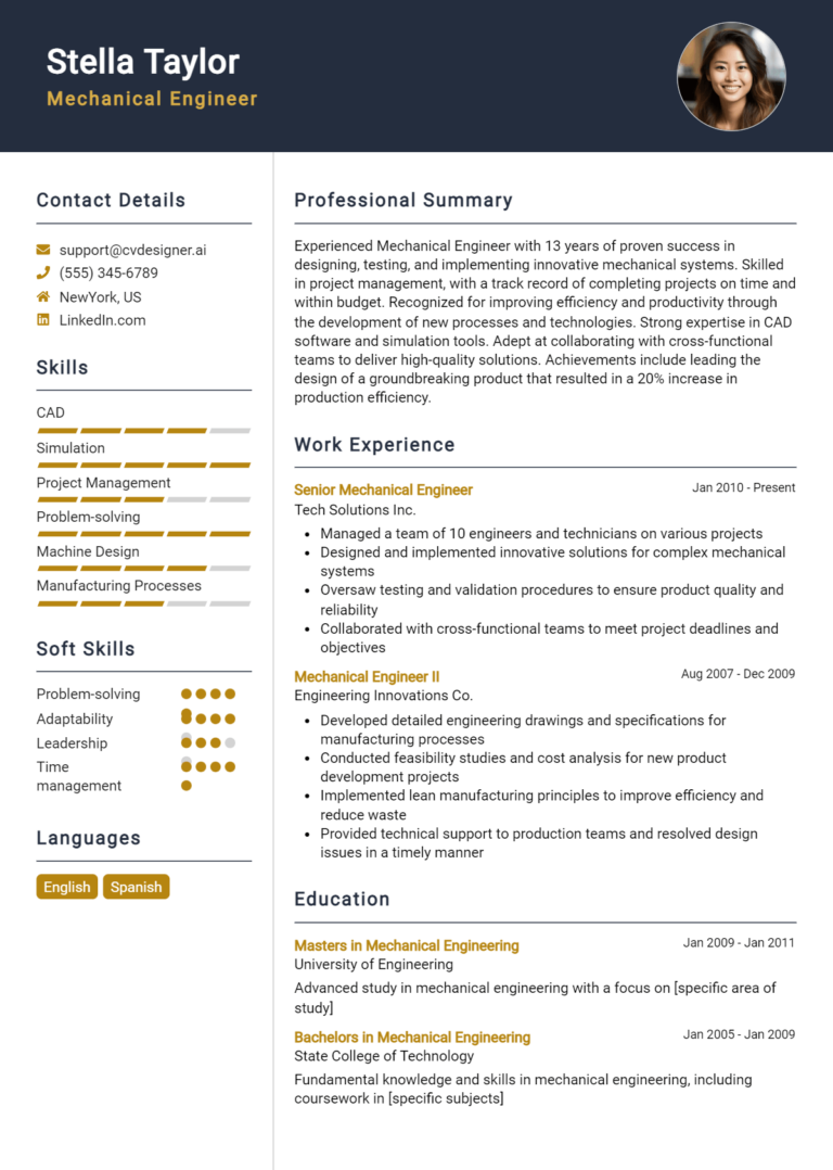 15 Mechanical Engineer Resume Examples And Templates for 2025
