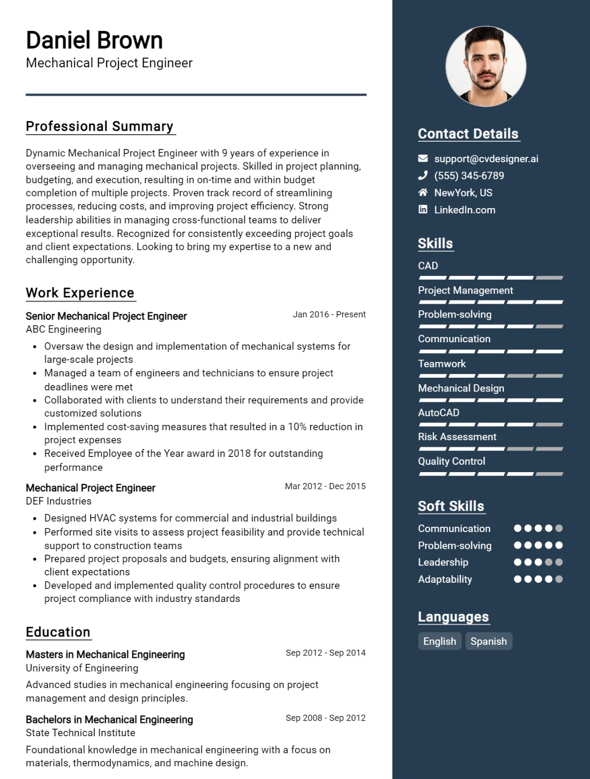 Mechanical Project Engineer CV Example