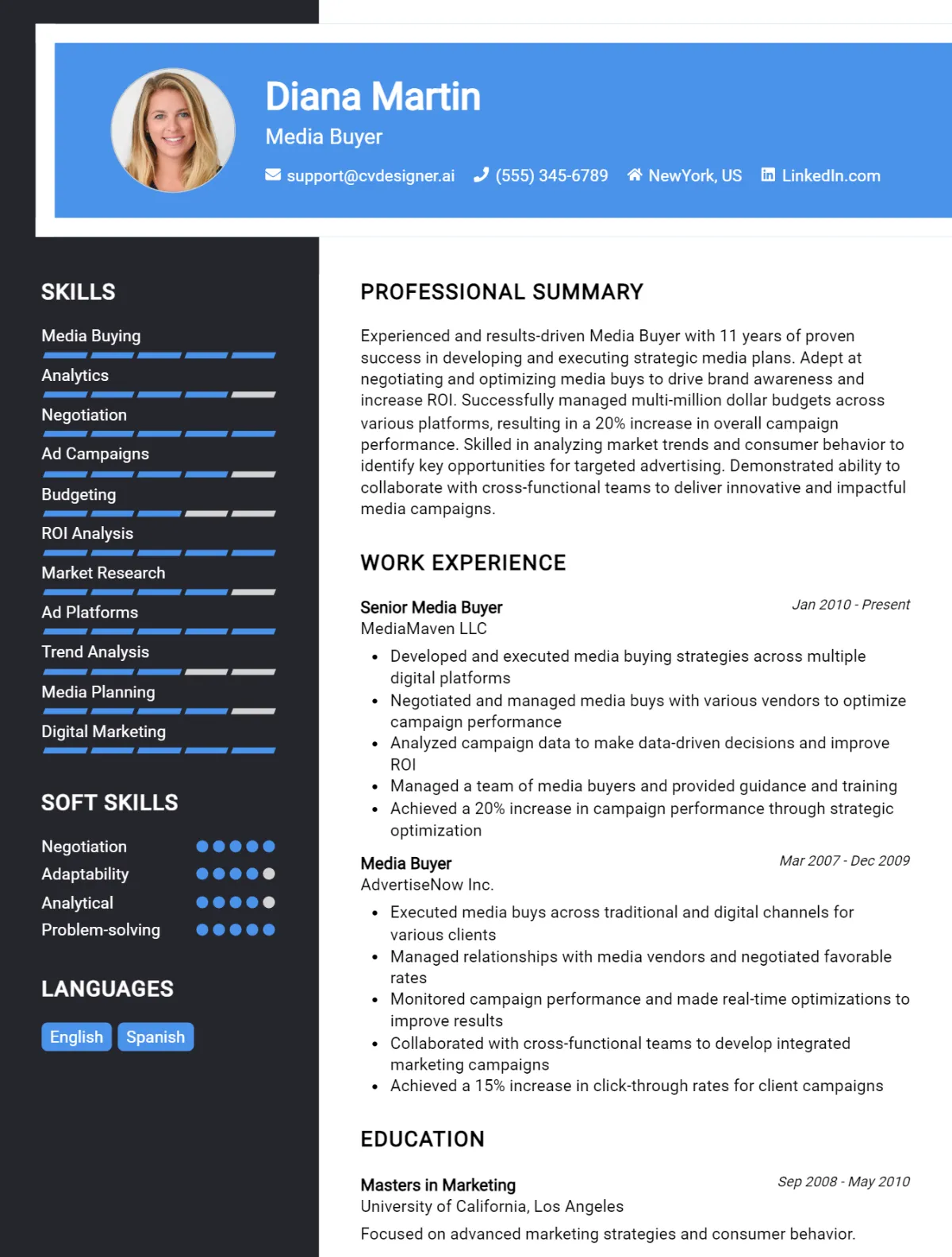 Media Buyer CV Example