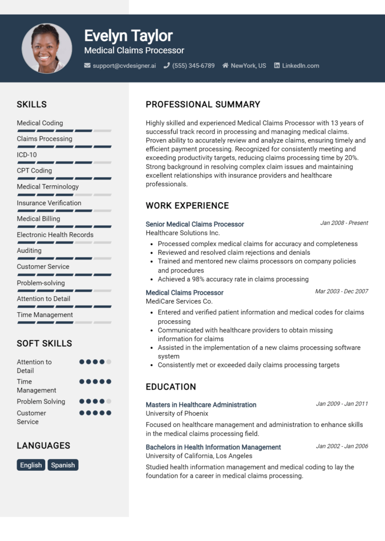 32 Medical Claims Processor Resume Examples for 2024: Top CV Skills ...