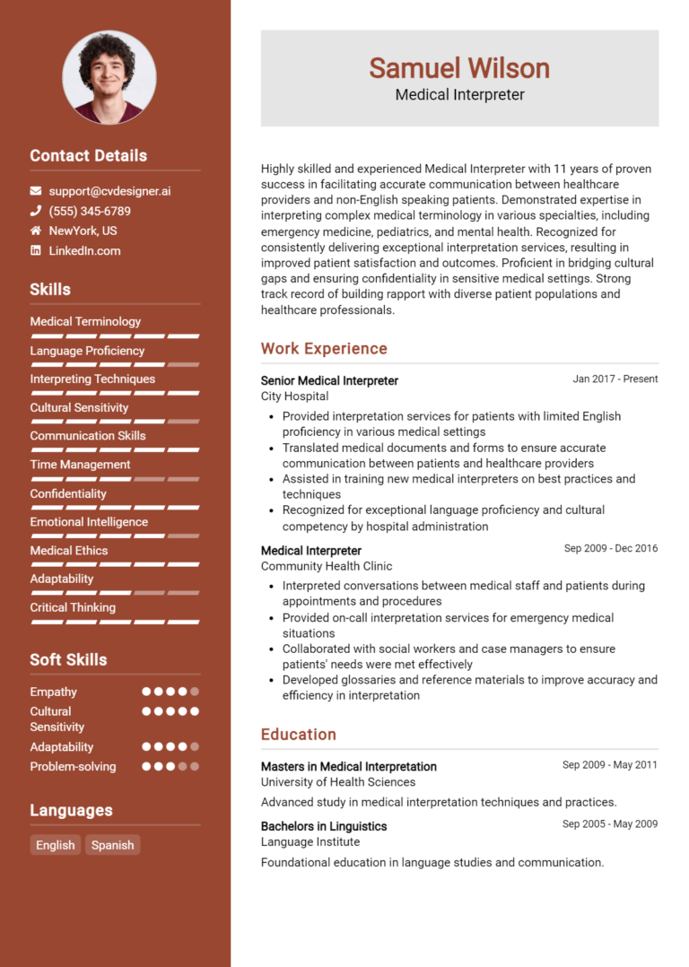 Medical Interpreter Resume Example for 2025: Best Tips & Templates