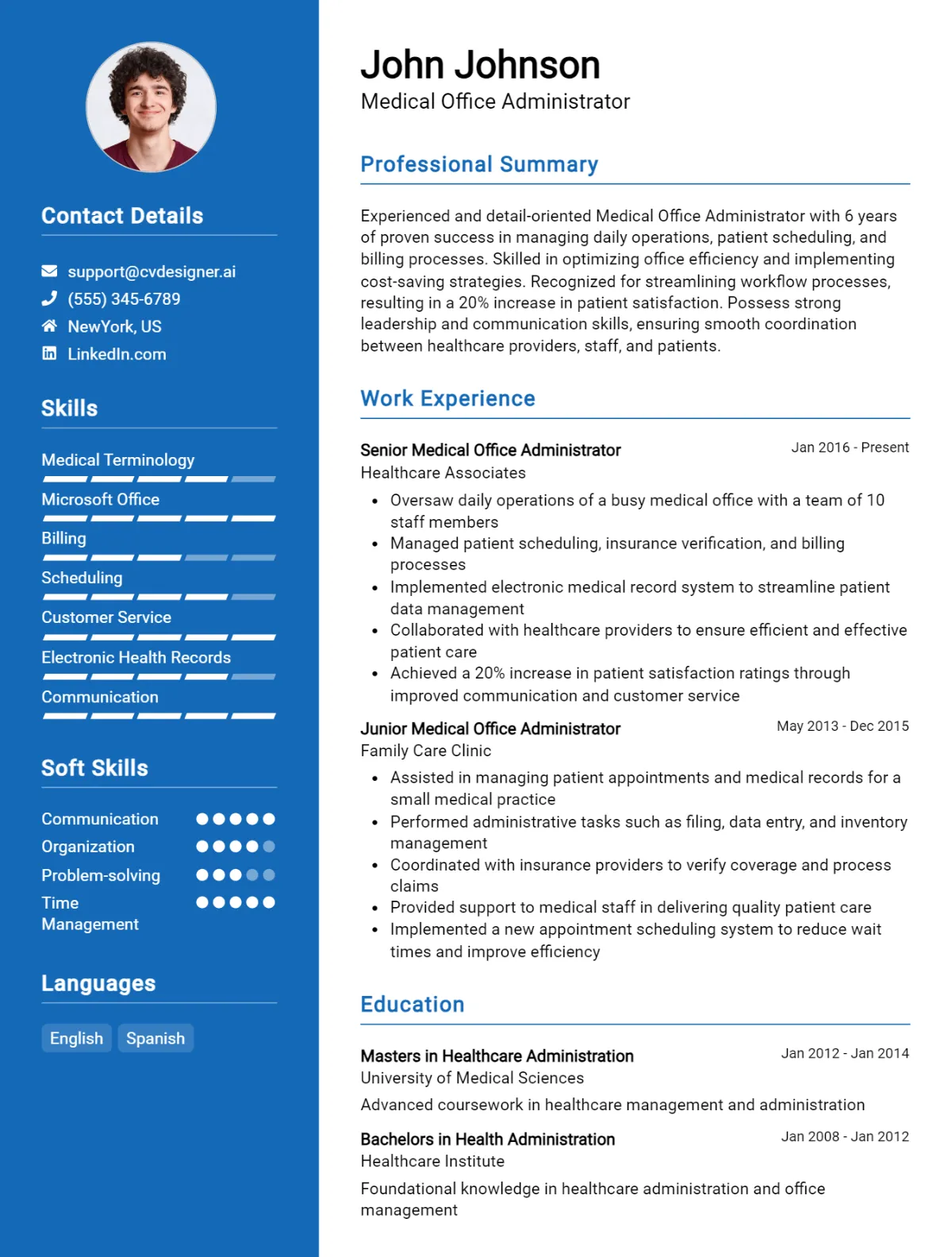 Medical Office Administrator CV Example