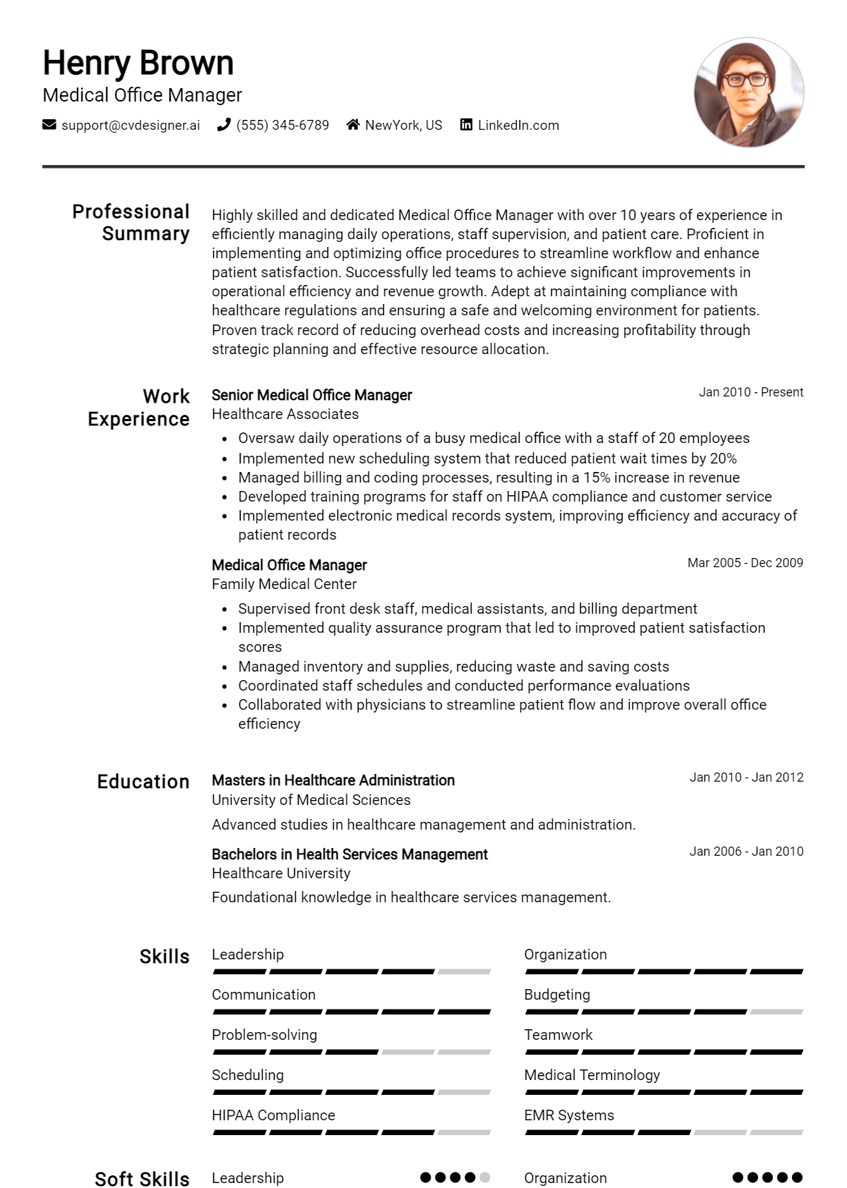 Medical Office Manager Resume Example