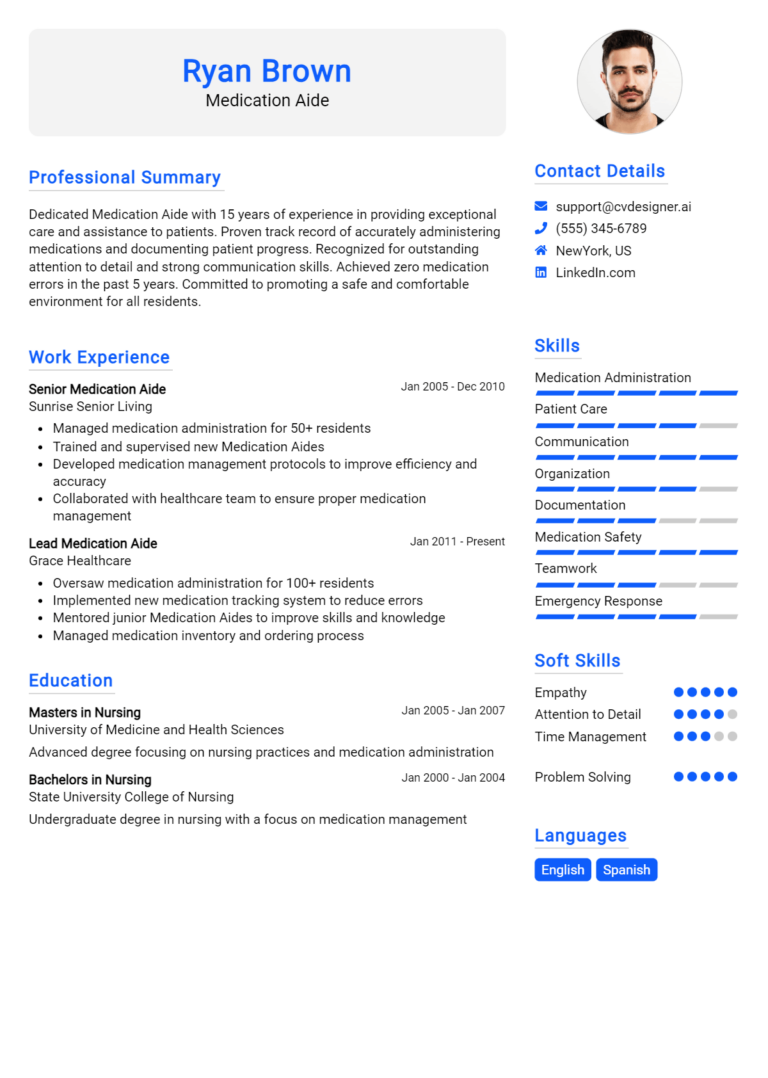 Medication Aide Resume Example for 2025: Samples & Best Practices