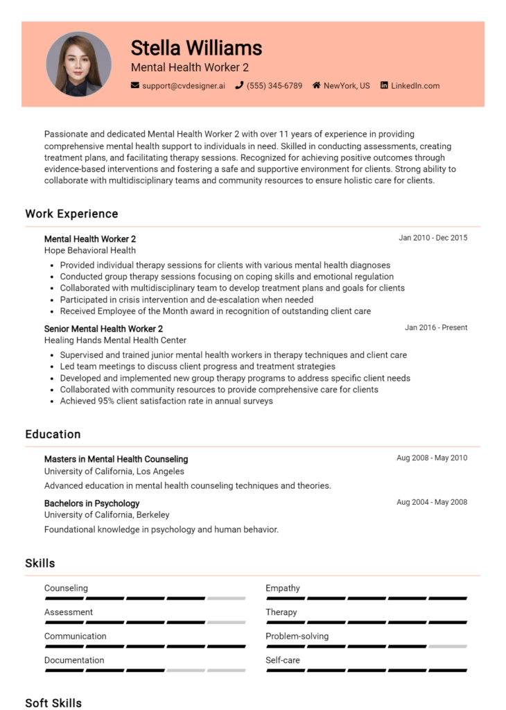 16 Mental Health Worker Resume Examples for 2024: Best Tips & Templates ...