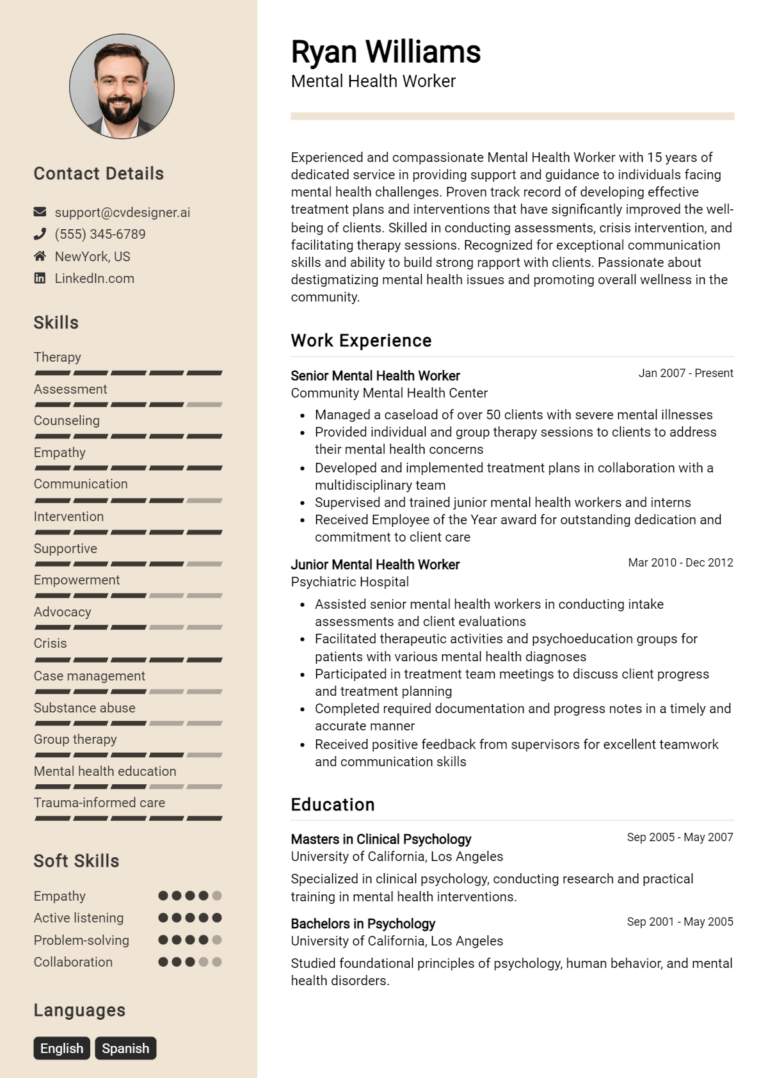 16 Mental Health Worker Resume Examples for 2025: Best Tips & Templates