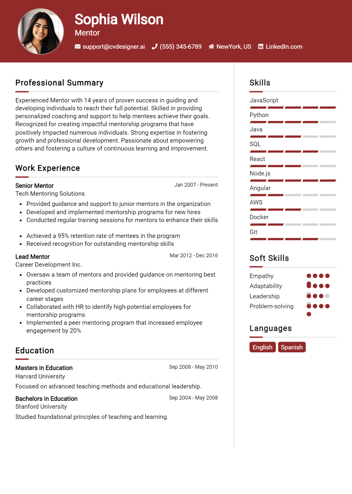 Mentor Resume Example