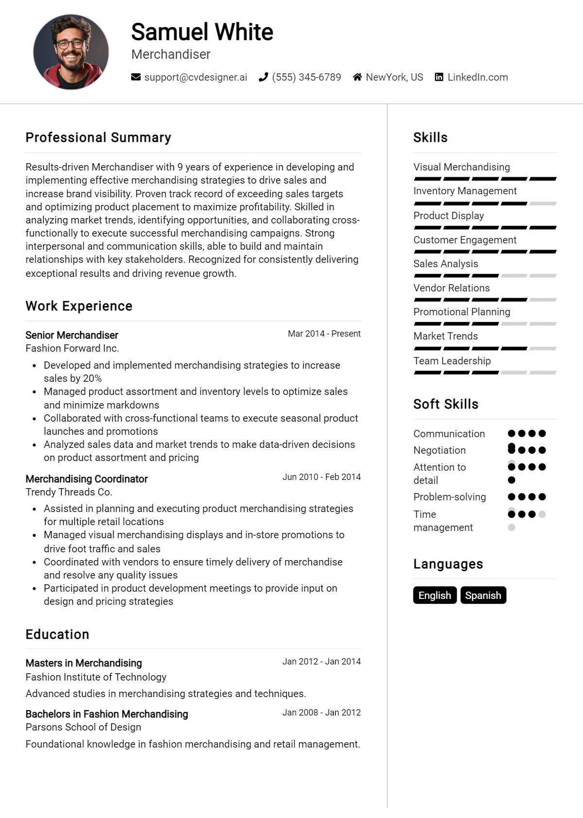 Merchandiser Resume Example