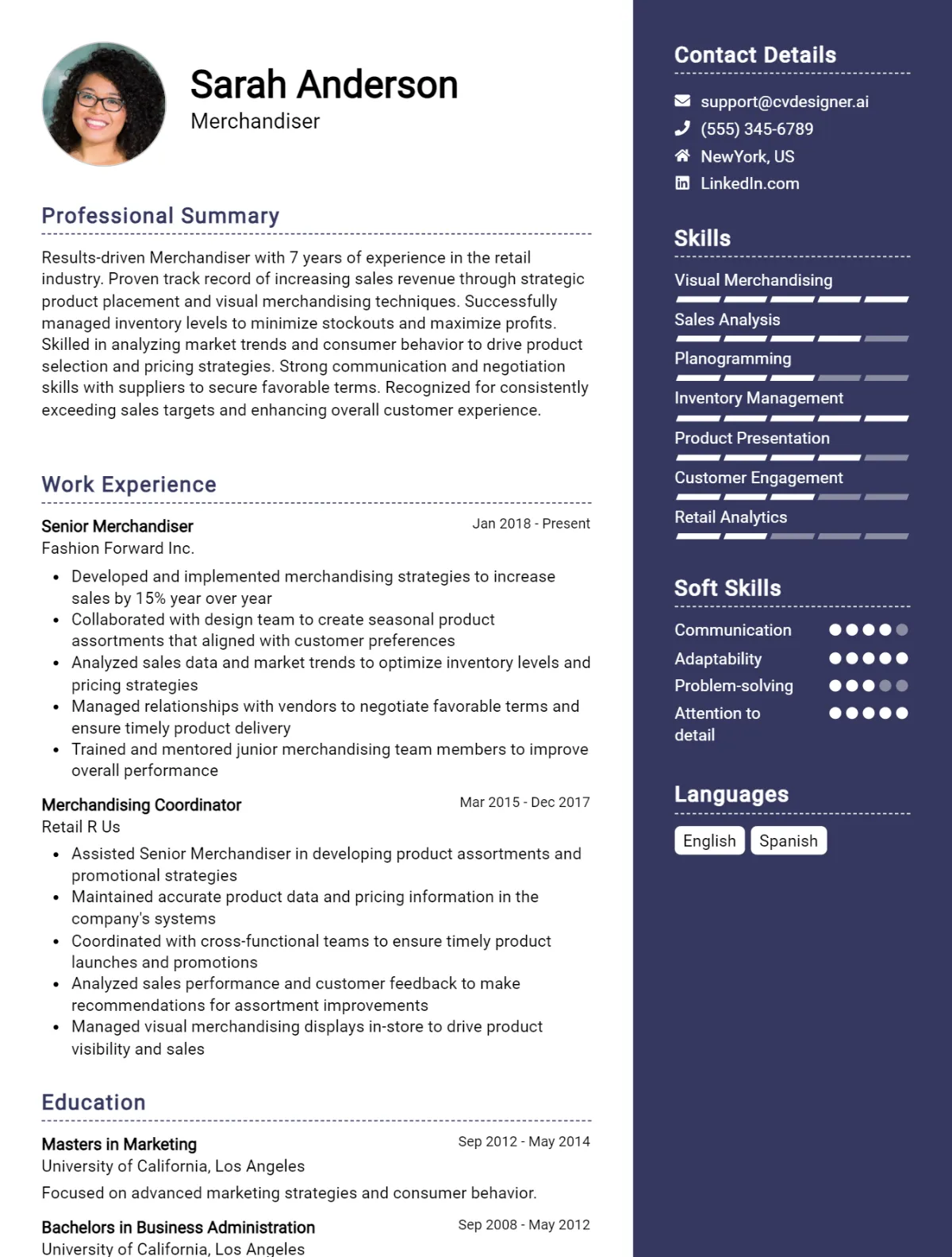 Merchandiser CV Example