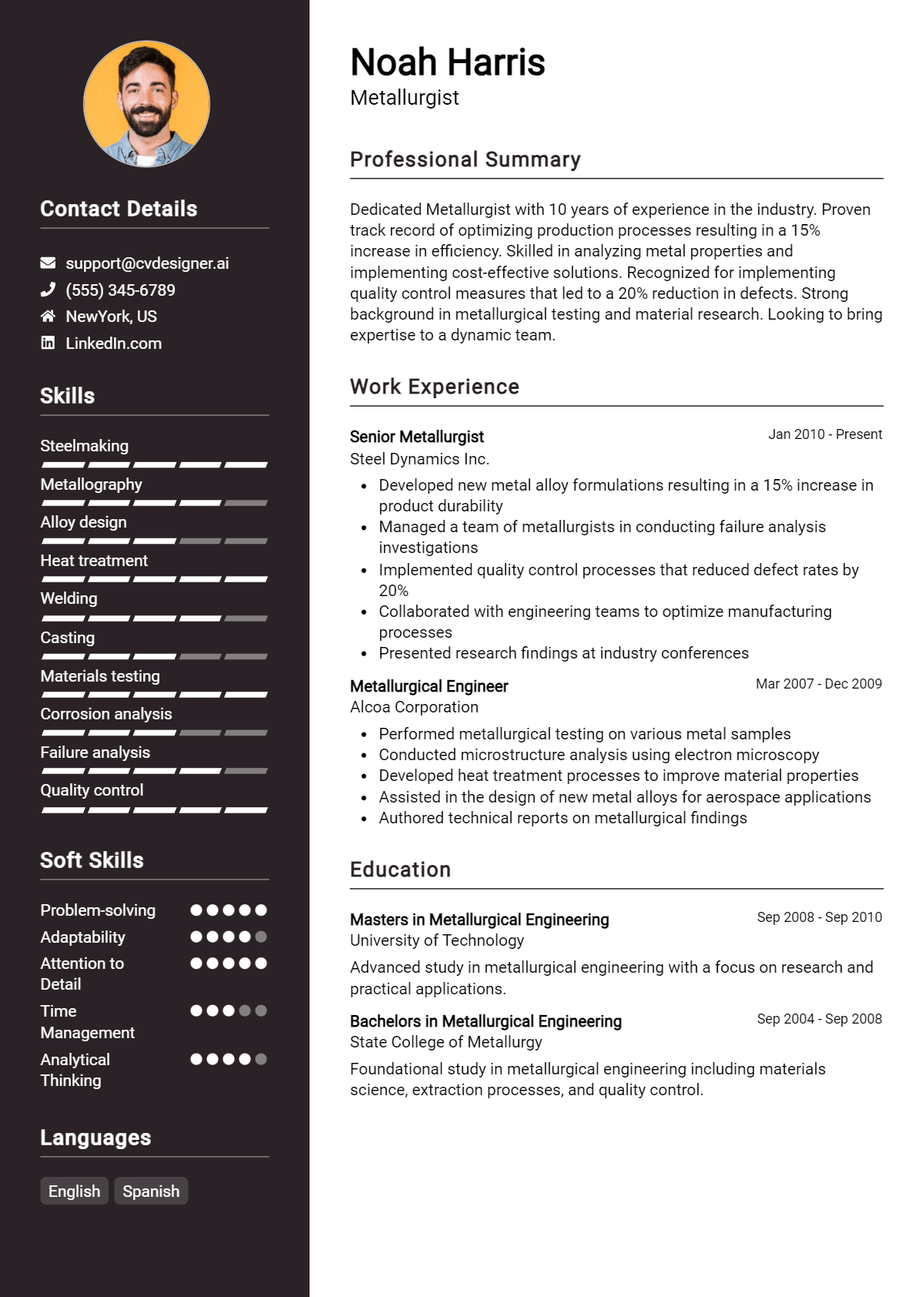 Metallurgist Resume Example