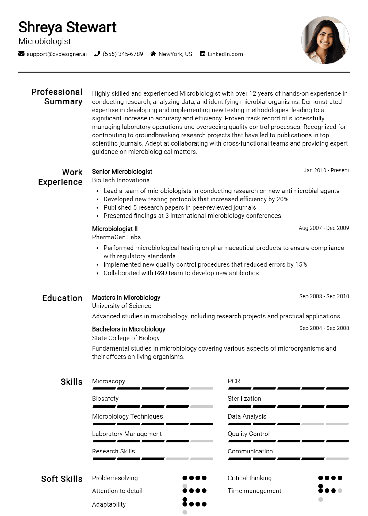 Microbiologist Resume Example