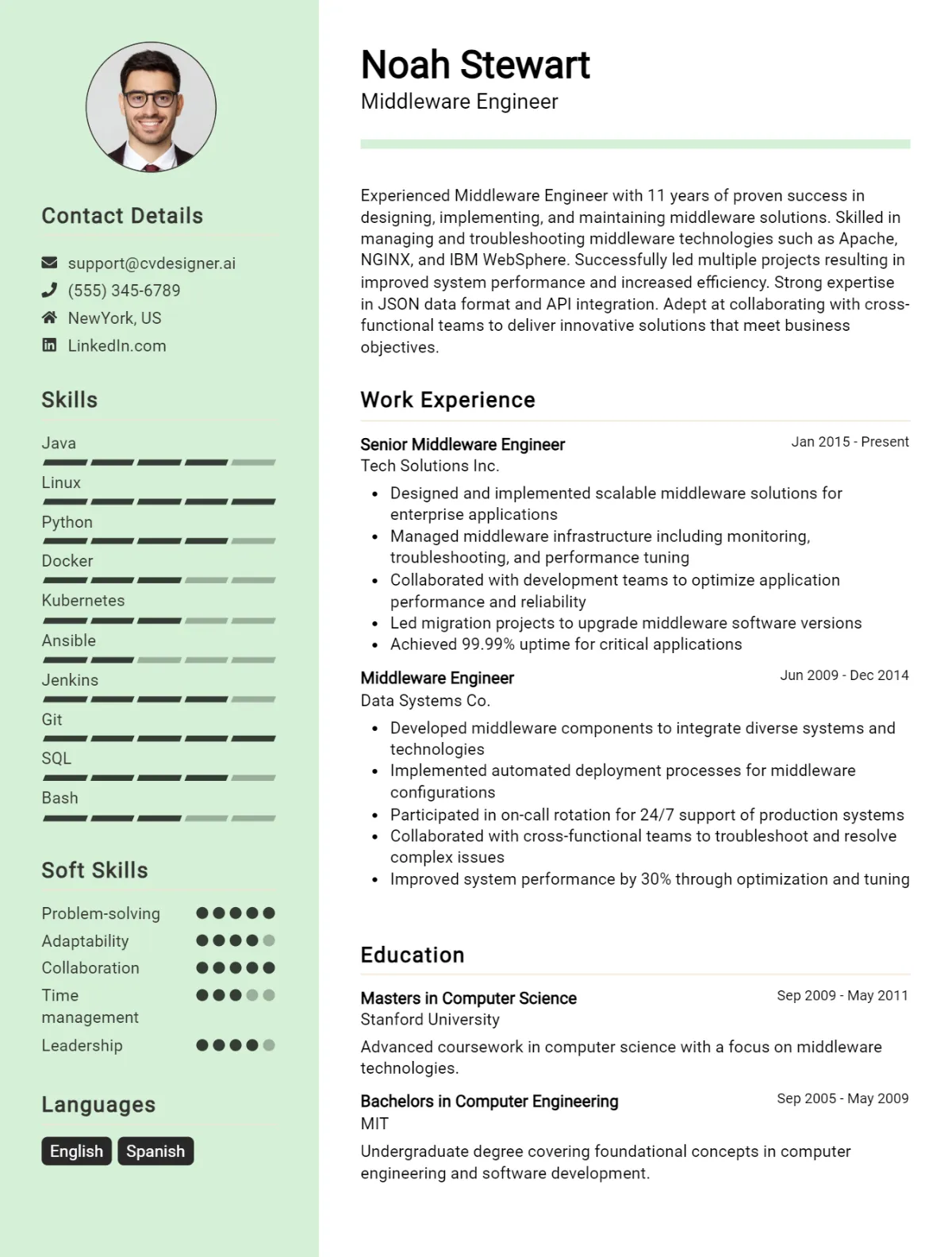 Middleware Engineer CV Example