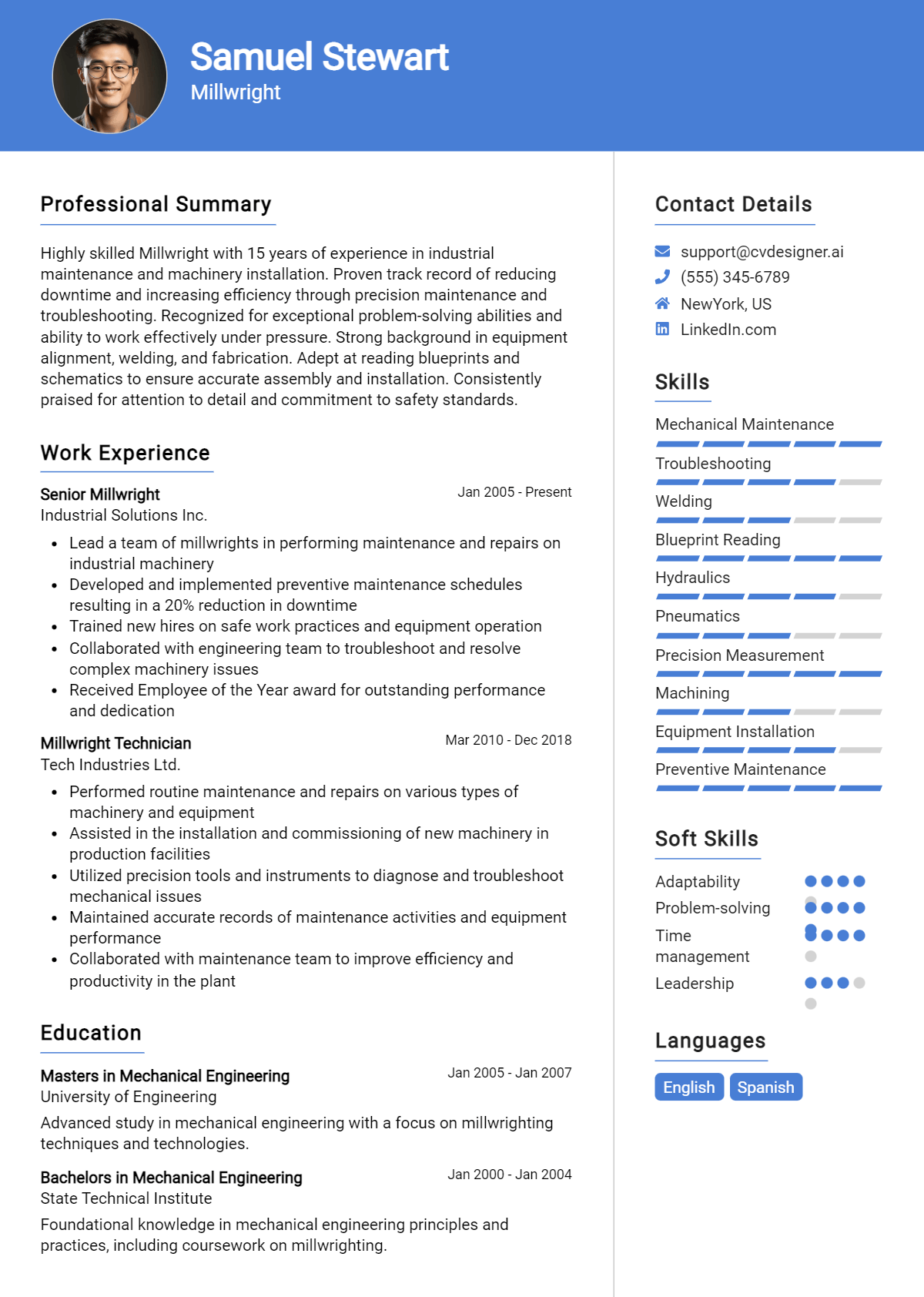 Millwright Resume Example