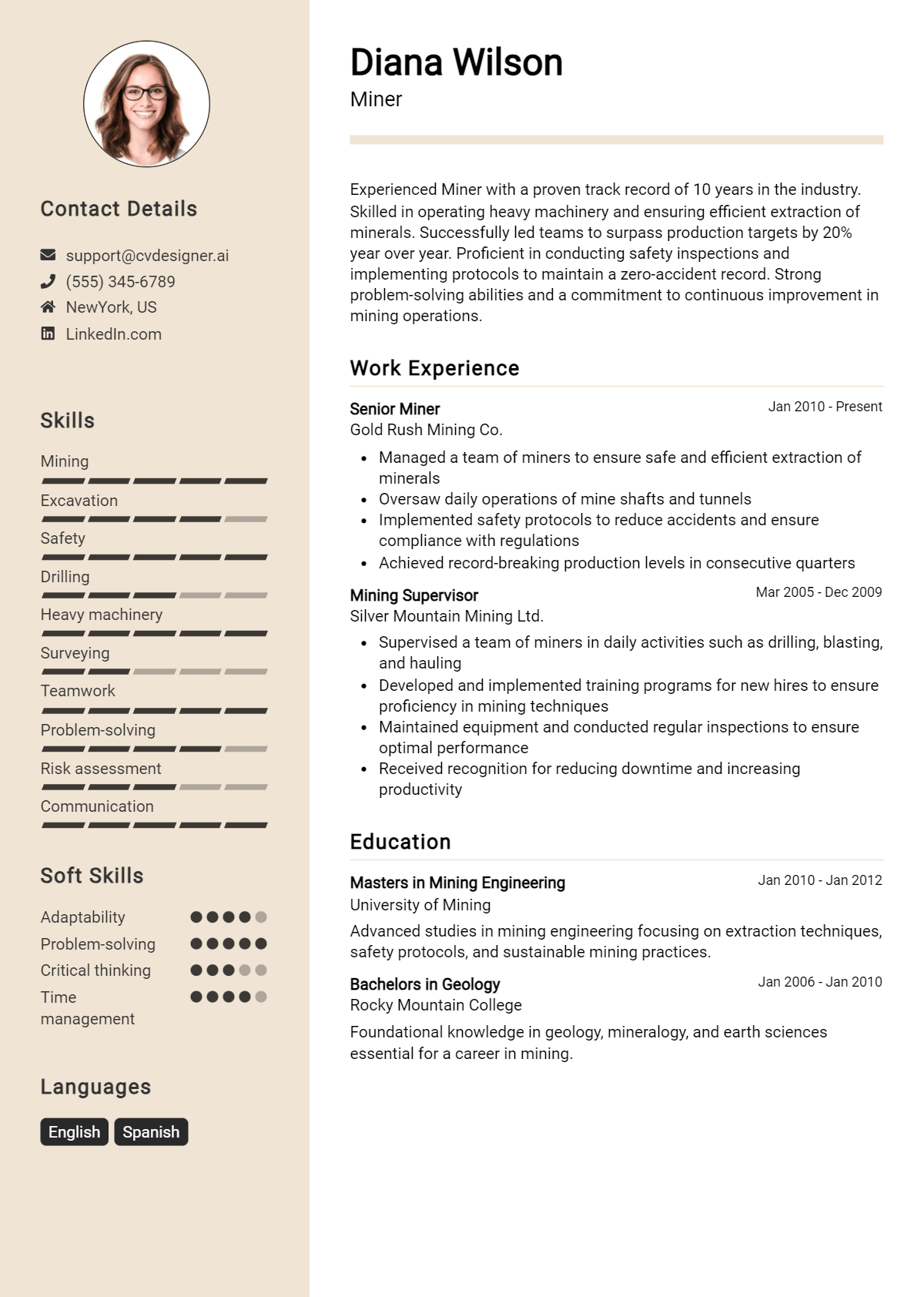 Miner Resume Example