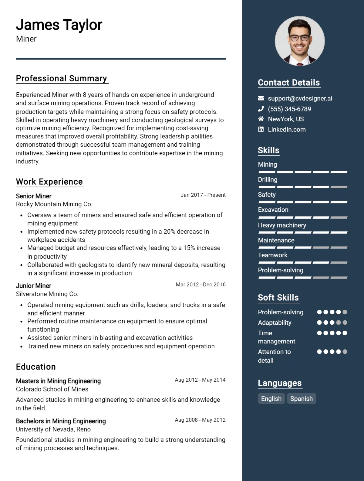 Miner CV Example