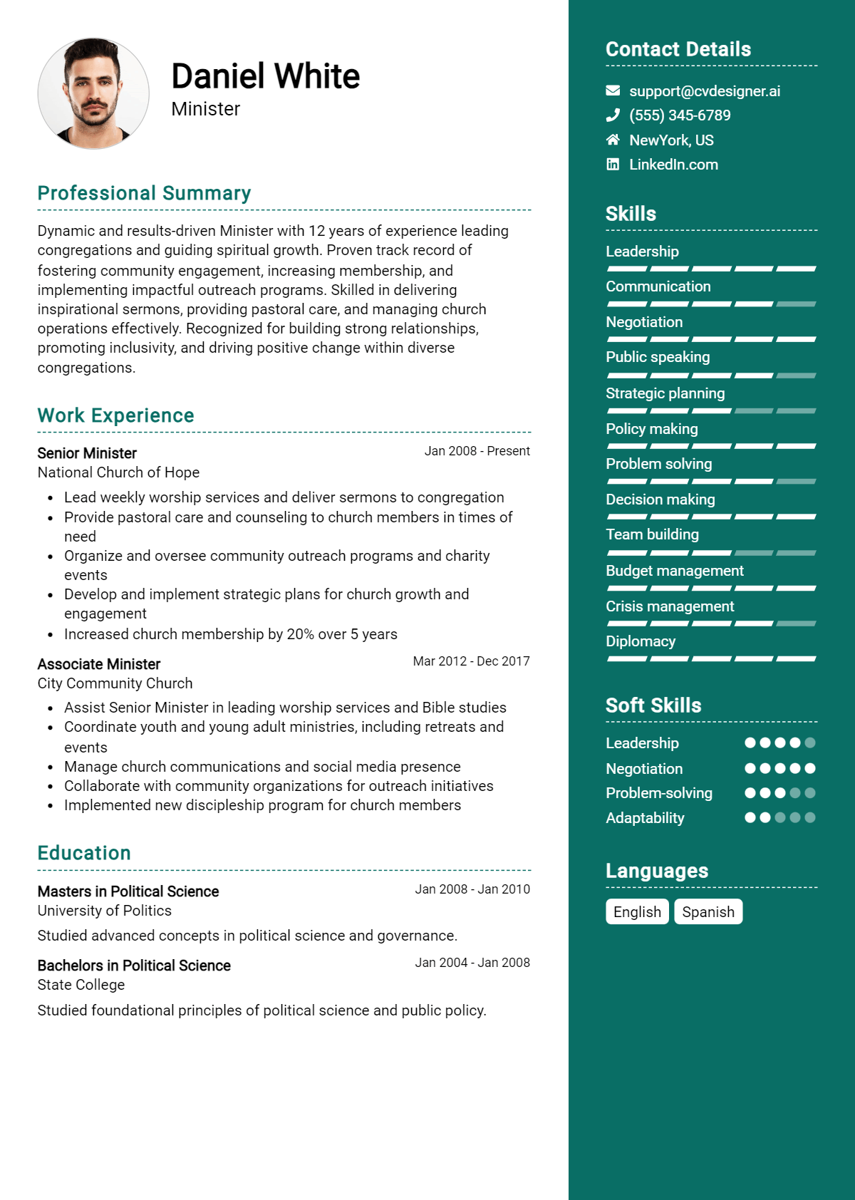 Minister Resume Example