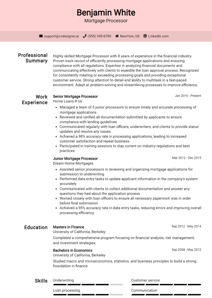 11 Mortgage Banker Resume Examples And Templates for 2024 - CVDesigner.ai