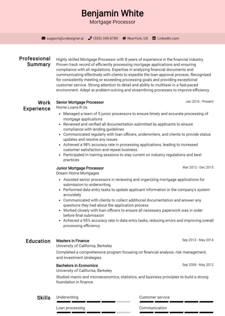 11 Mortgage Processor Resume Examples And Templates for 2025