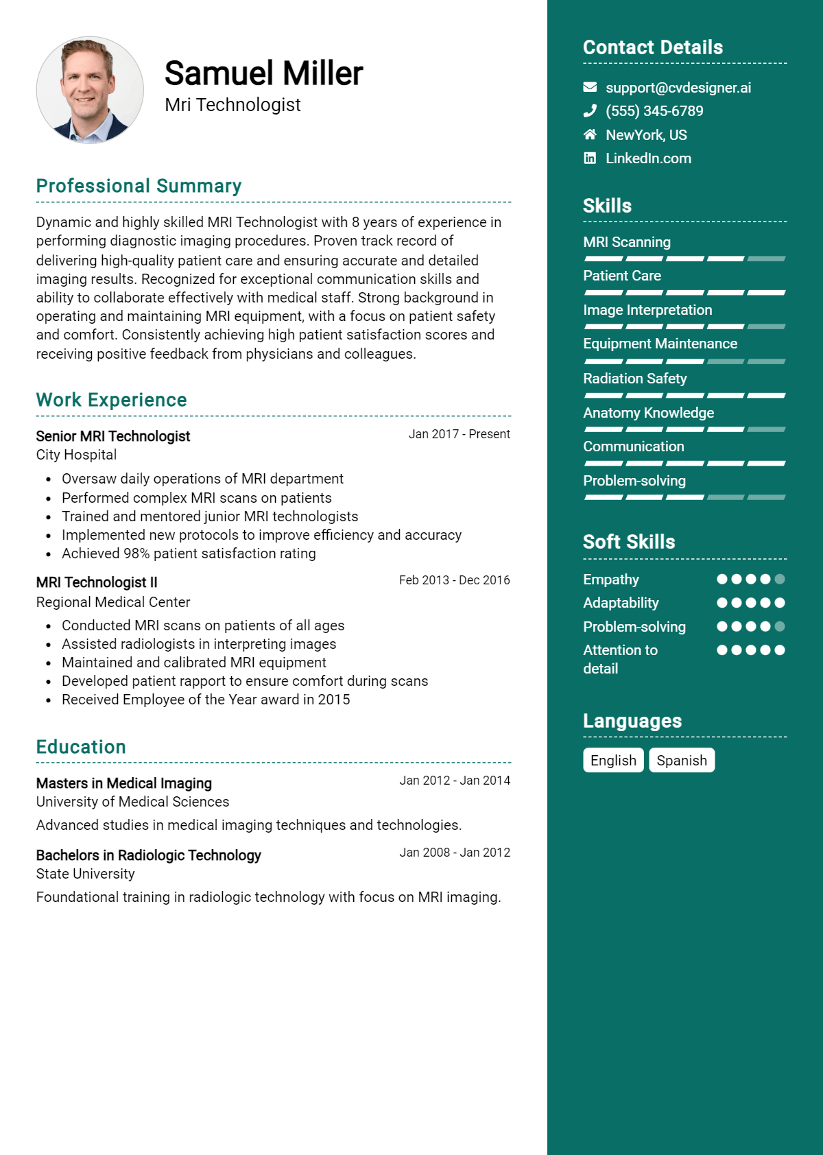 Mri Technologist Resume Example