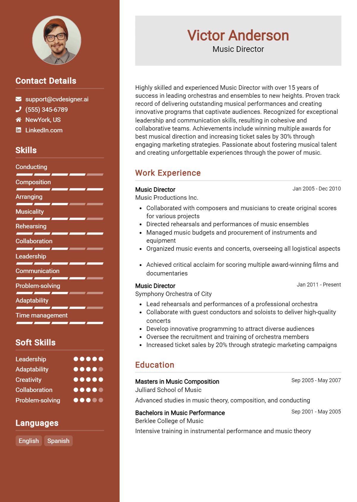 Music Director Resume Example