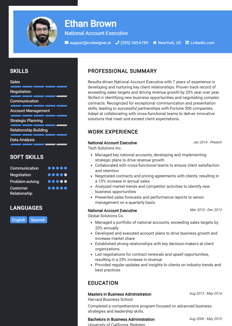 24 National Account Executive Resume Examples for 2025: Tips to Stand Out