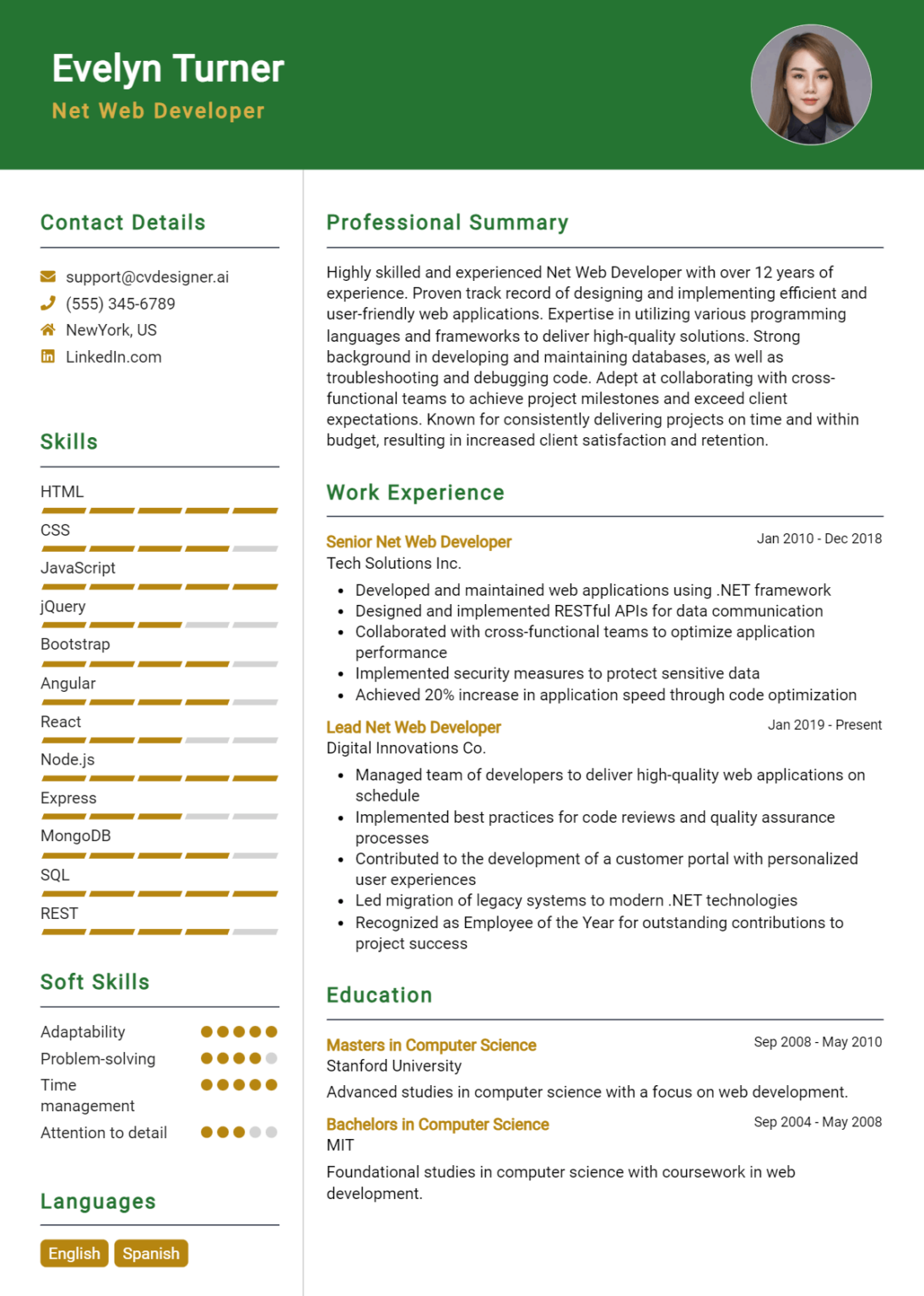 16 UI Developer Resume Examples for 2024: Free Samples - CVDesigner.ai