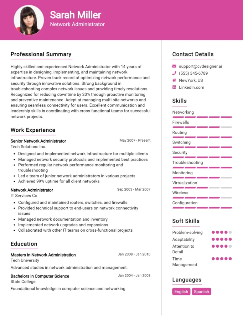 Network Administrator CV Example