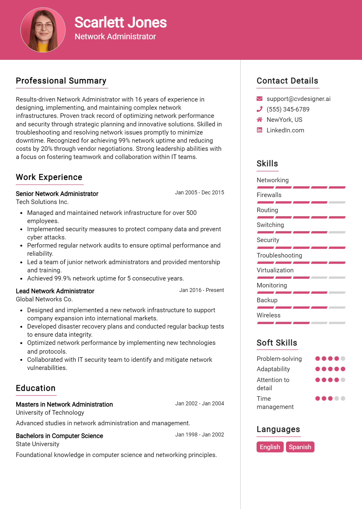Network Administrator Resume Example