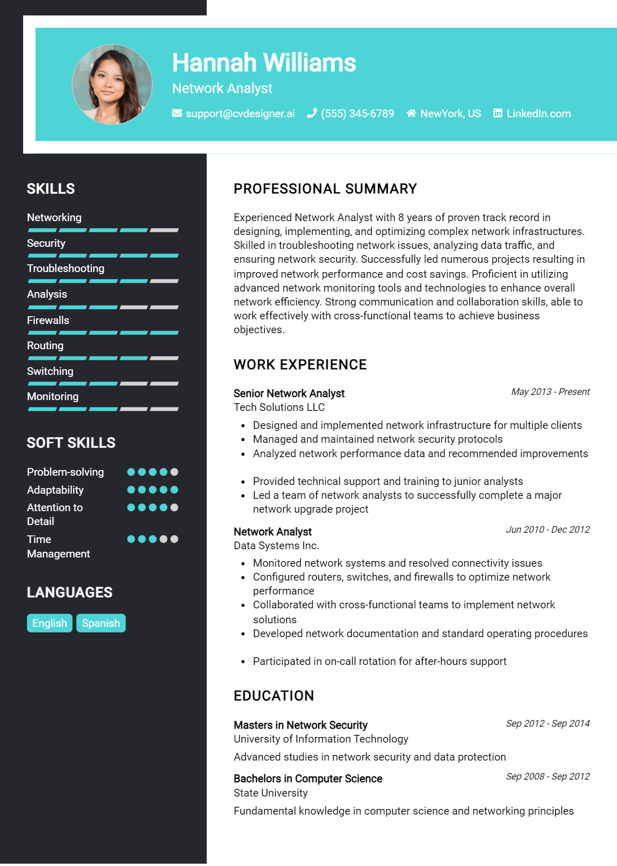 Network Analyst Resume Example