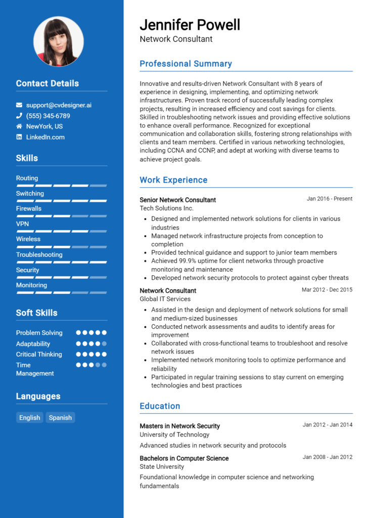 18 Network Analyst Resume Examples And Templates for 2024 - CVDesigner.ai