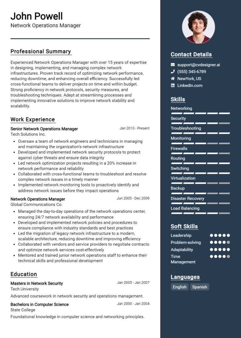 18 Network Operations Manager Resume Examples And Templates for 2025