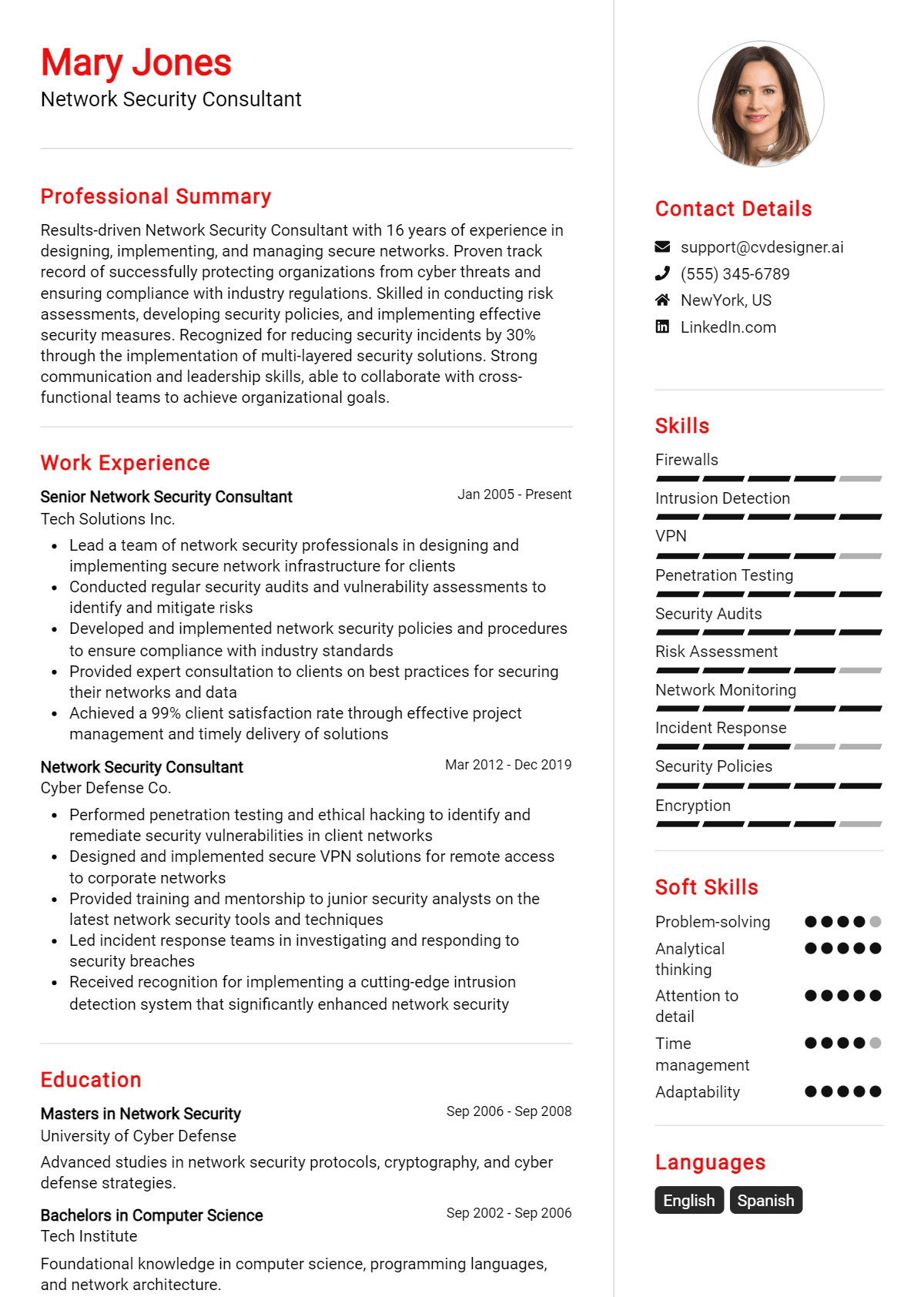 Network Security Consultant Resume Example