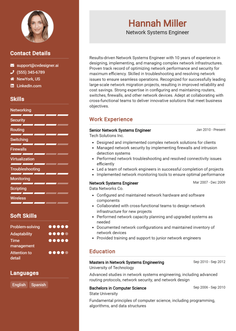 18 Network Systems Engineer Resume Examples And Templates for 2025