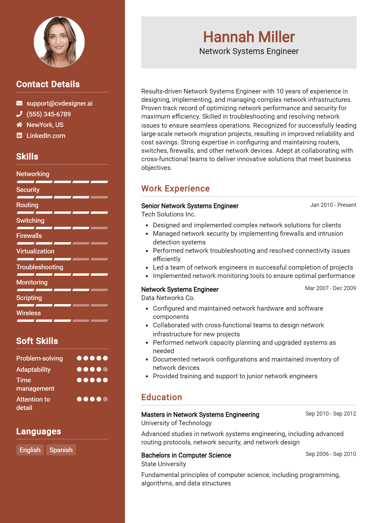 Network Systems Engineer Resume Example